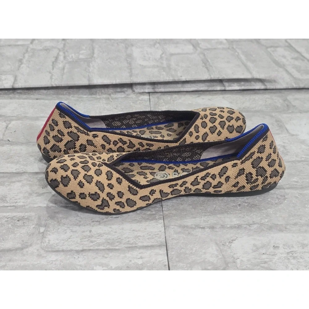 Rothy's The Flat Round Toe Ballet Flats Size 7 Leopard Cheetah Animal Print